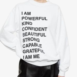 ANINE BING RAMONA SWEATSHIRT EMPOWERMENT IN WHITE